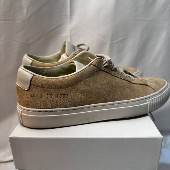 COPY - Woman by Common Project Tan Suede Casual Sneakers SZ 35 - Picture 3 of 7